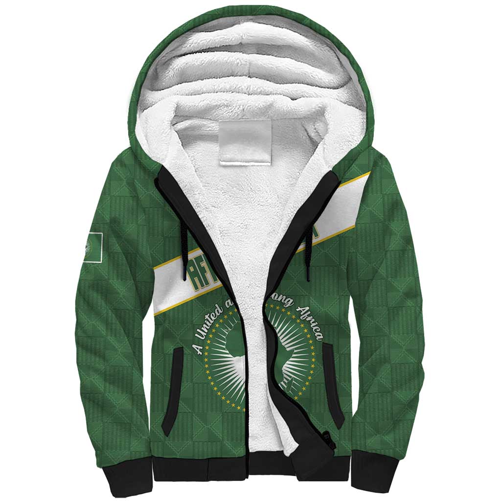 Personalized African Union Day Sherpa Hoodie Emblem With Kente Pattern - Wonder Print Shop