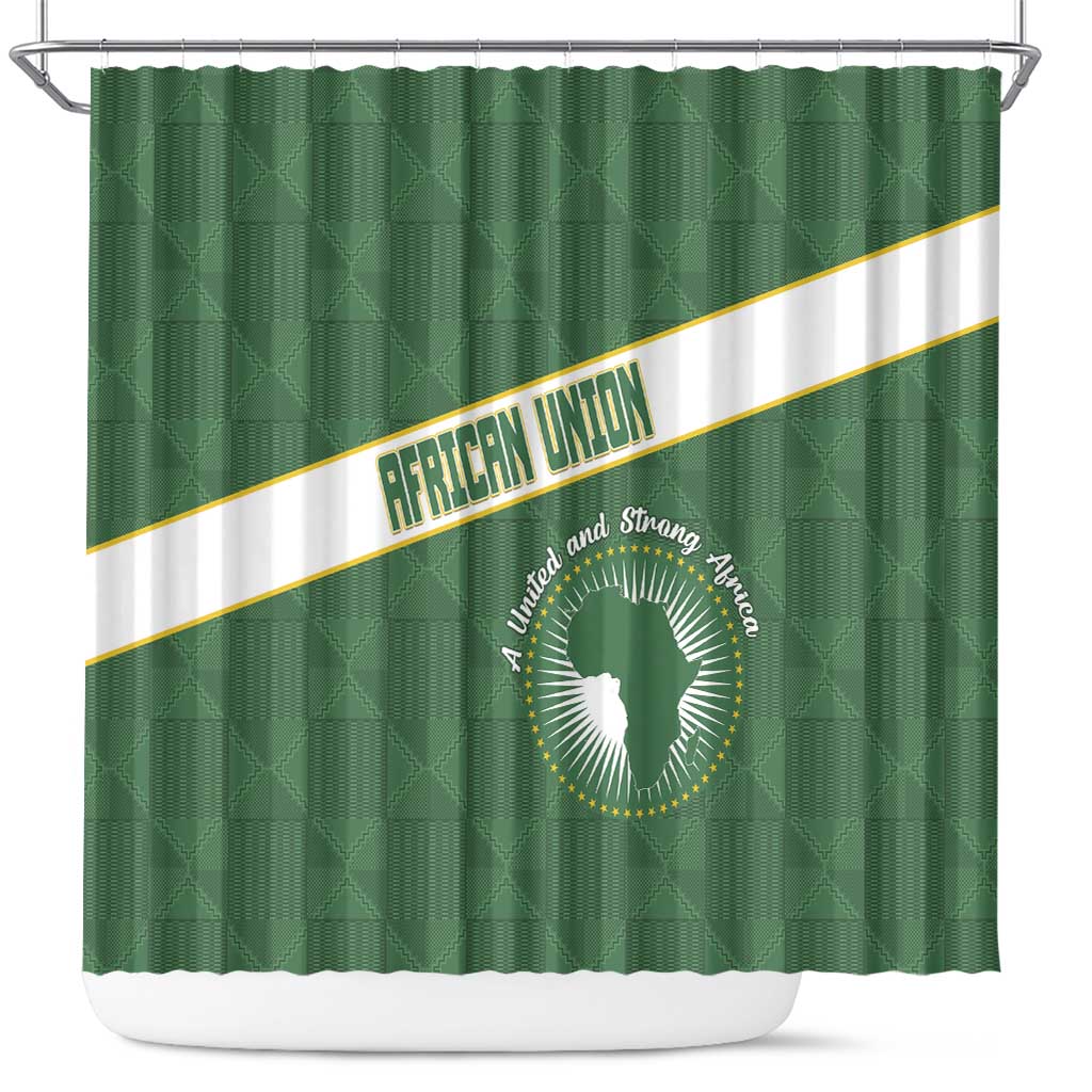 African Union Day Shower Curtain Emblem With Kente Pattern - Wonder Print Shop