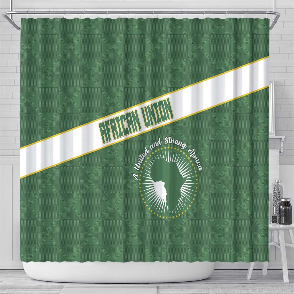 African Union Day Shower Curtain Emblem With Kente Pattern - Wonder Print Shop