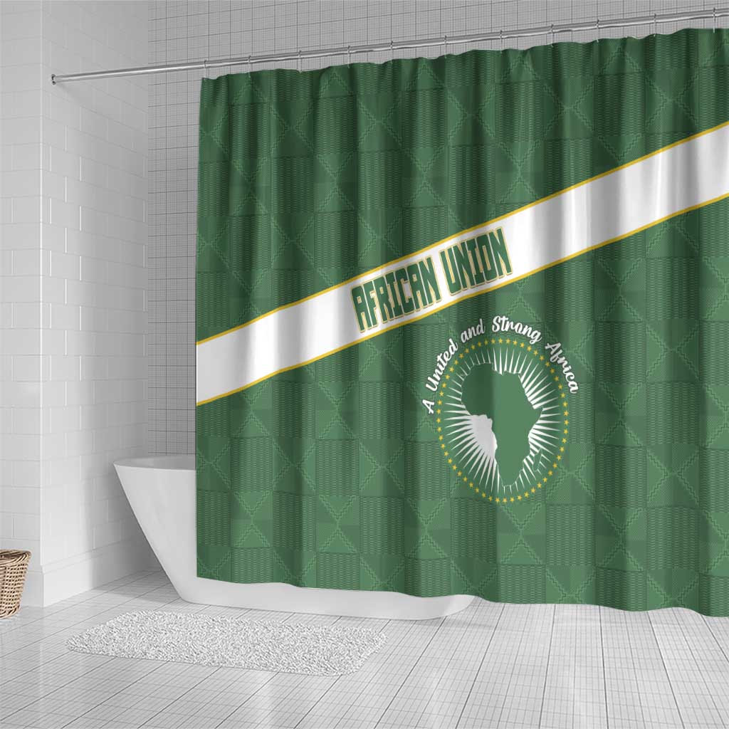 African Union Day Shower Curtain Emblem With Kente Pattern - Wonder Print Shop