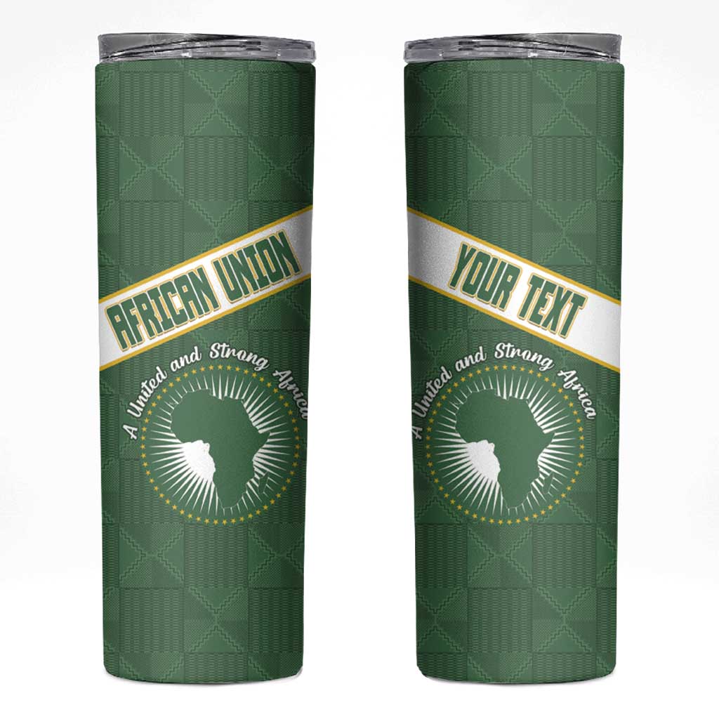 Personalized African Union Day Skinny Tumbler Emblem With Kente Pattern - Wonder Print Shop