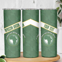 Personalized African Union Day Skinny Tumbler Emblem With Kente Pattern - Wonder Print Shop