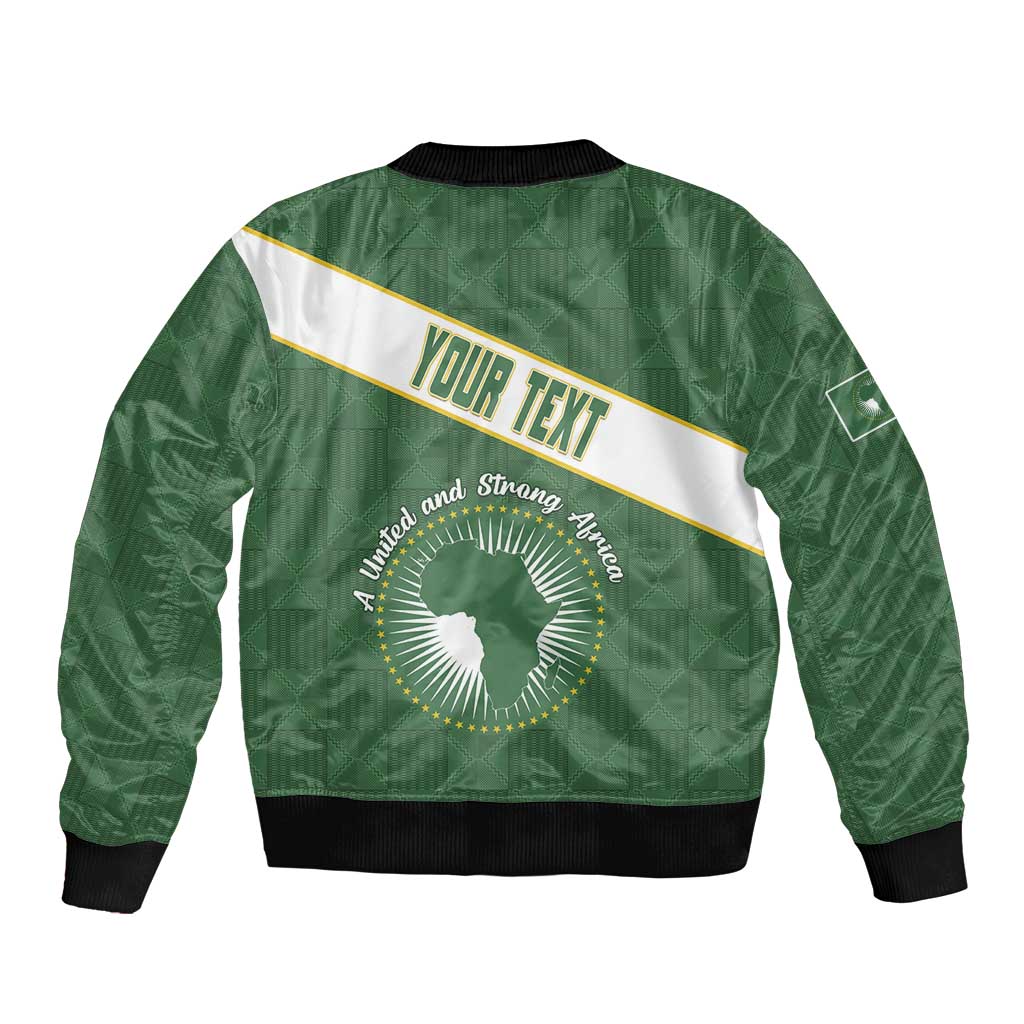 Personalized African Union Day Sleeve Zip Bomber Jacket Emblem With Kente Pattern - Wonder Print Shop