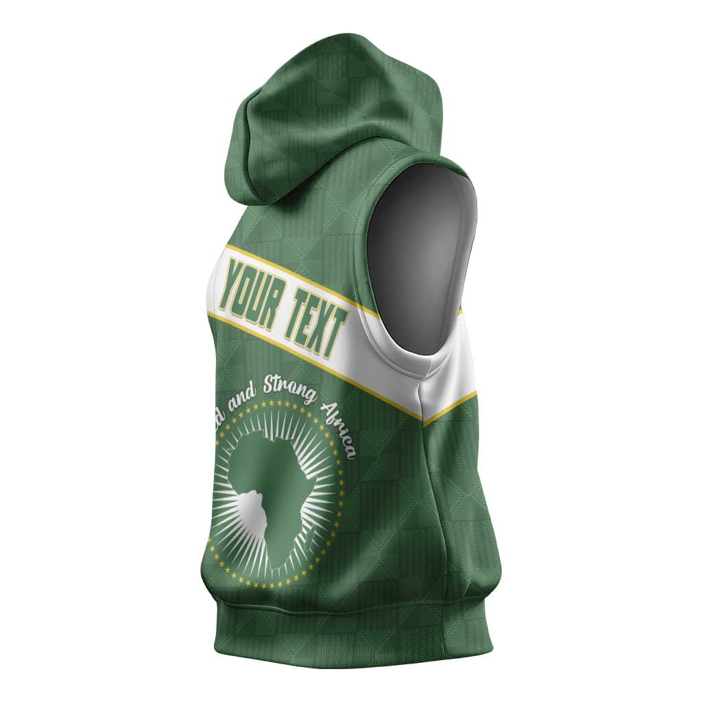 Personalized African Union Day Sleeveless Hoodie Emblem With Kente Pattern - Wonder Print Shop