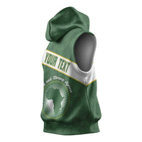 Personalized African Union Day Sleeveless Hoodie Emblem With Kente Pattern - Wonder Print Shop