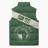 Personalized African Union Day Sleeveless Puffer Jacket Emblem With Kente Pattern - Wonder Print Shop