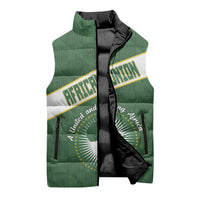 Personalized African Union Day Sleeveless Puffer Jacket Emblem With Kente Pattern - Wonder Print Shop