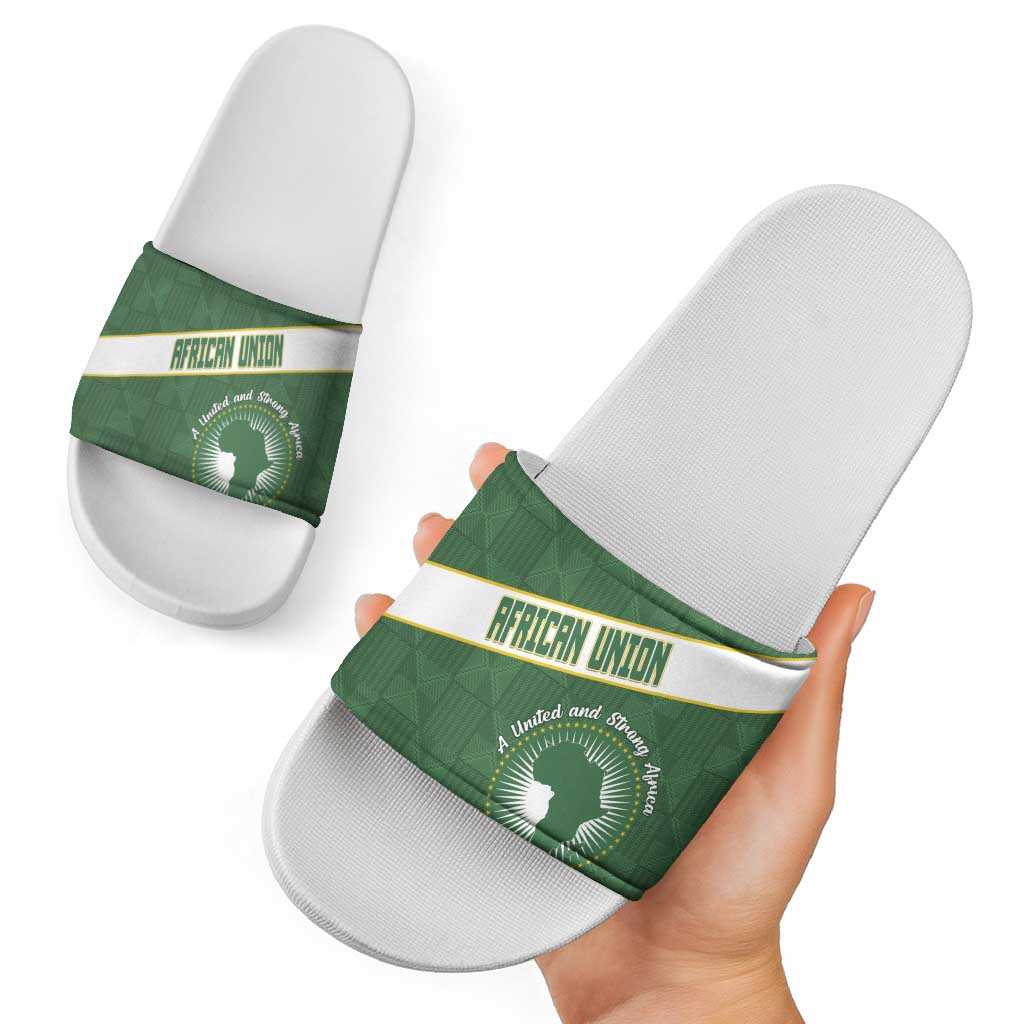 African Union Day Slide Sandals Emblem With Kente Pattern - Wonder Print Shop