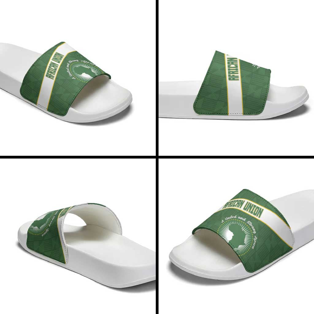 African Union Day Slide Sandals Emblem With Kente Pattern - Wonder Print Shop