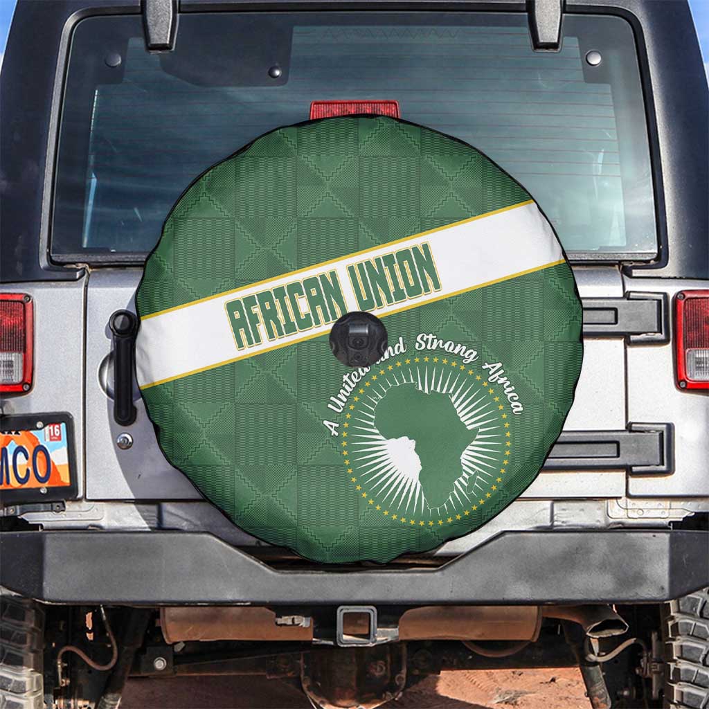 African Union Day Spare Tire Cover Emblem With Kente Pattern - Wonder Print Shop