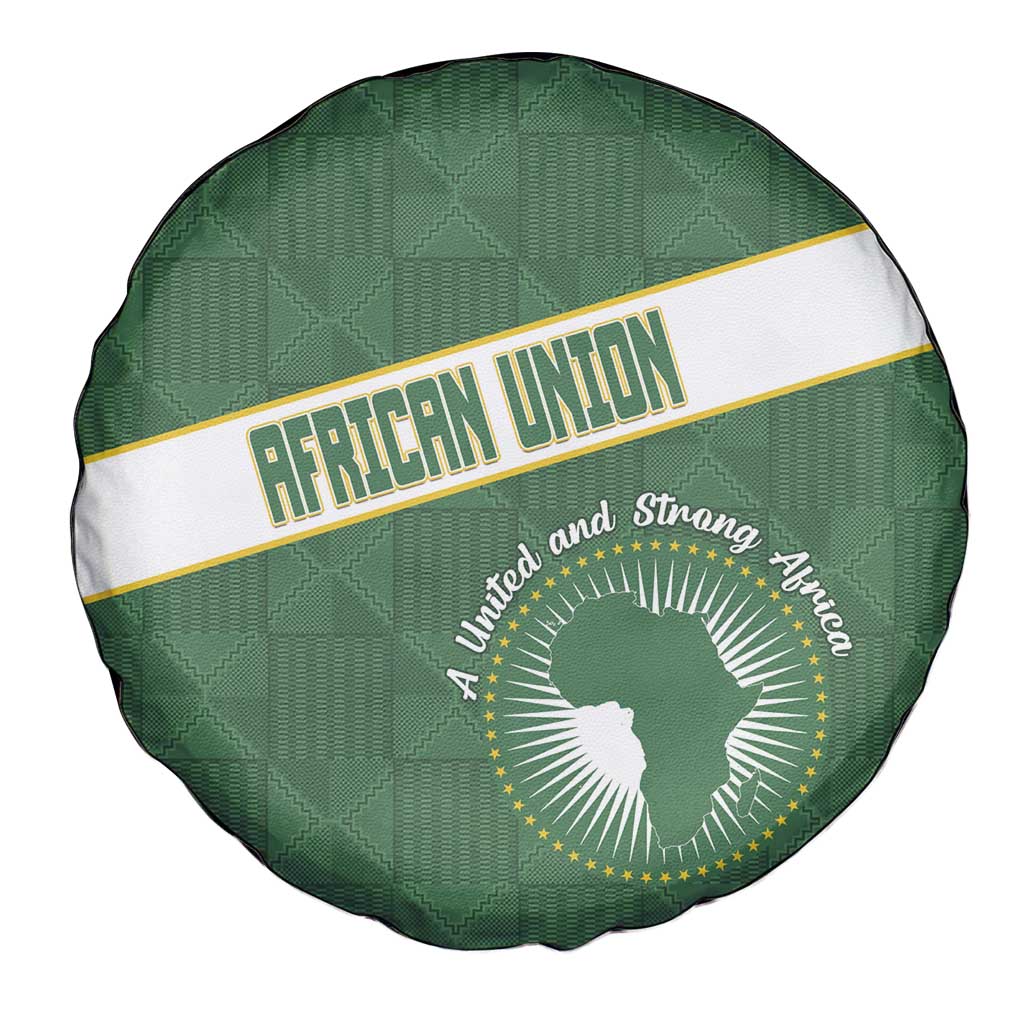African Union Day Spare Tire Cover Emblem With Kente Pattern - Wonder Print Shop