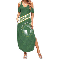 Personalized African Union Day Summer Maxi Dress Emblem With Kente Pattern - Wonder Print Shop