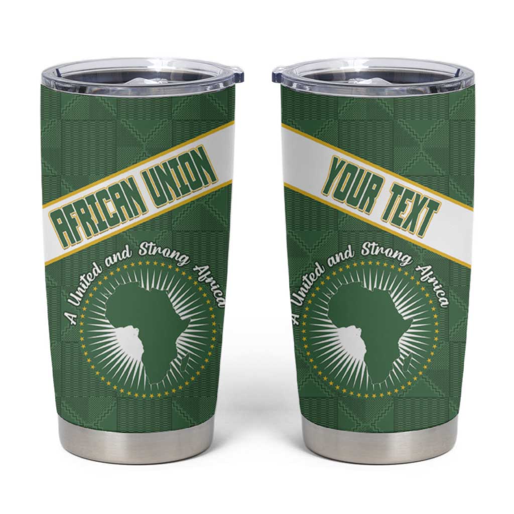Personalized African Union Day Tumbler Cup Emblem With Kente Pattern - Wonder Print Shop