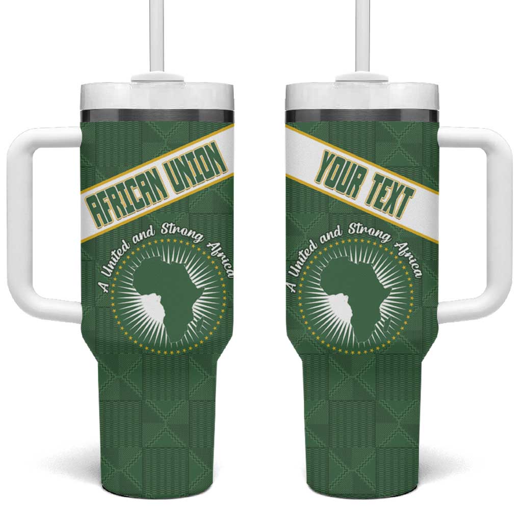 Personalized African Union Day Tumbler With Handle Emblem With Kente Pattern - Wonder Print Shop