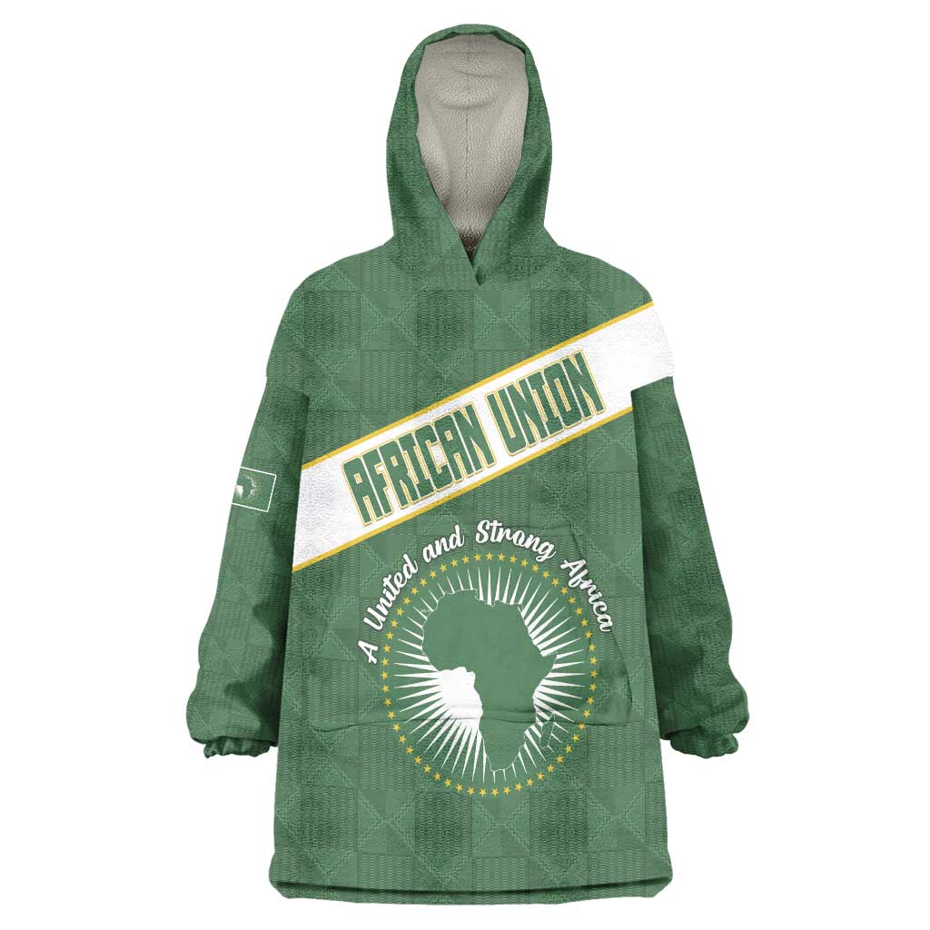 Personalized African Union Day Wearable Blanket Hoodie Emblem With Kente Pattern - Wonder Print Shop