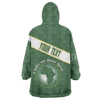 Personalized African Union Day Wearable Blanket Hoodie Emblem With Kente Pattern - Wonder Print Shop
