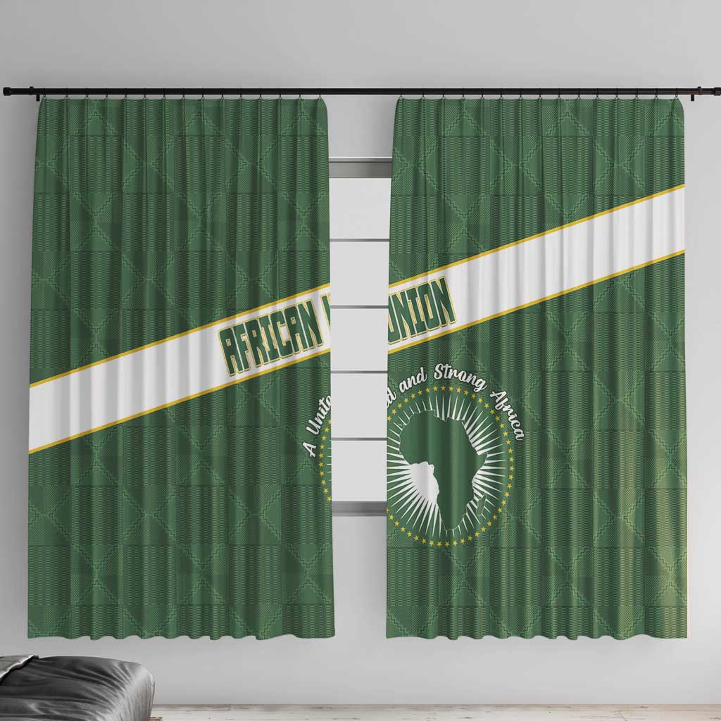 African Union Day Window Curtain Emblem With Kente Pattern - Wonder Print Shop