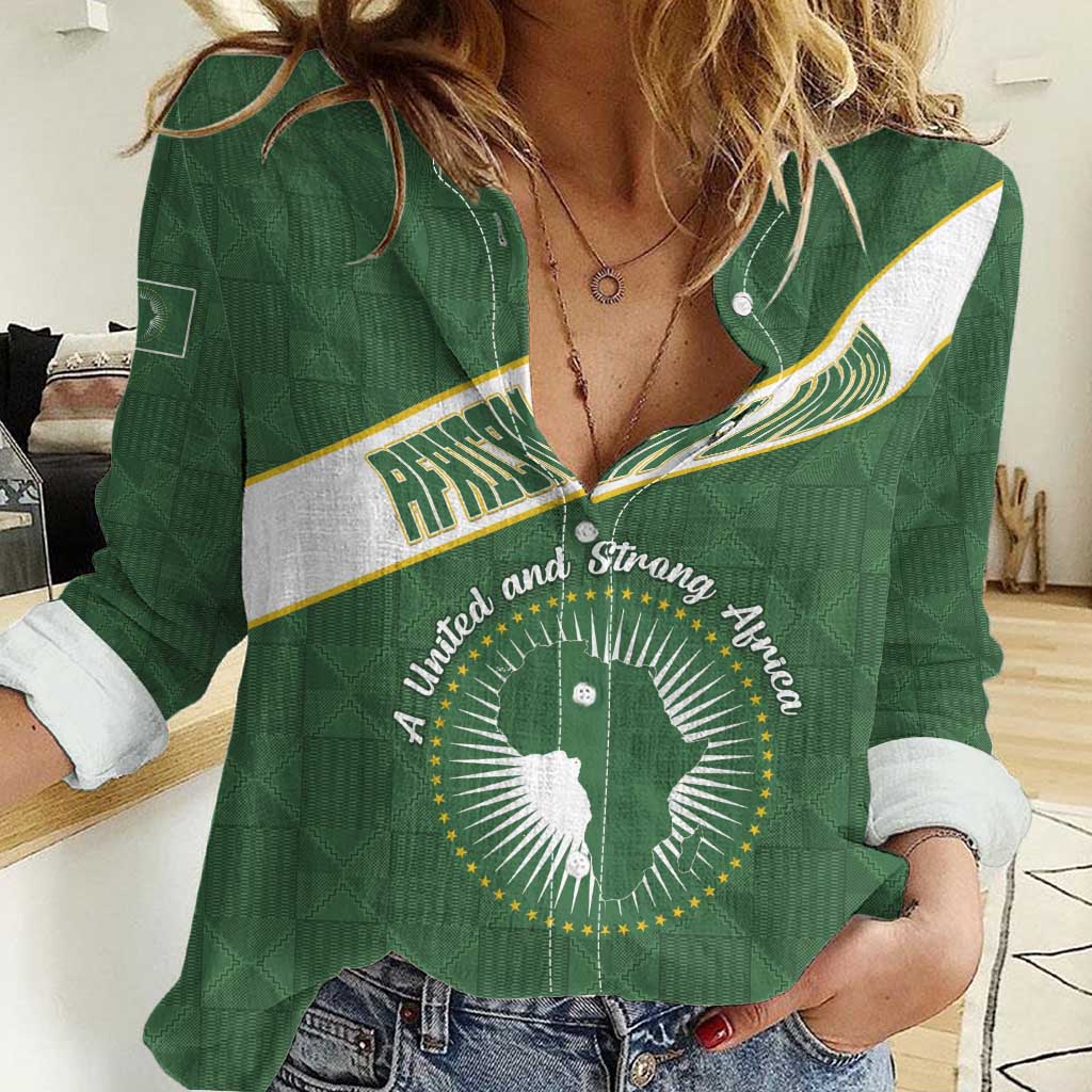 Personalized African Union Day Women Casual Shirt Emblem With Kente Pattern - Wonder Print Shop
