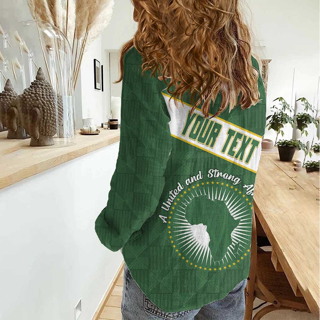 Personalized African Union Day Women Casual Shirt Emblem With Kente Pattern - Wonder Print Shop