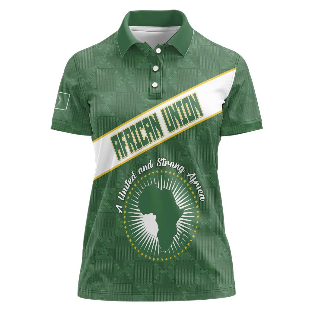 Personalized African Union Day Women Polo Shirt Emblem With Kente Pattern - Wonder Print Shop