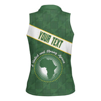 Personalized African Union Day Women Sleeveless Polo Shirt Emblem With Kente Pattern - Wonder Print Shop