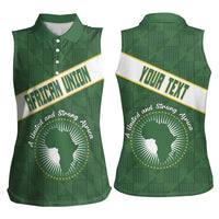 Personalized African Union Day Women Sleeveless Polo Shirt Emblem With Kente Pattern - Wonder Print Shop