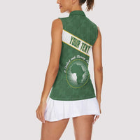 Personalized African Union Day Women Sleeveless Polo Shirt Emblem With Kente Pattern - Wonder Print Shop