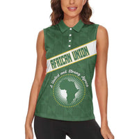 Personalized African Union Day Women Sleeveless Polo Shirt Emblem With Kente Pattern - Wonder Print Shop
