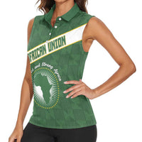 Personalized African Union Day Women Sleeveless Polo Shirt Emblem With Kente Pattern - Wonder Print Shop