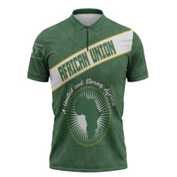 Personalized African Union Day Zipper Polo Shirt Emblem With Kente Pattern - Wonder Print Shop
