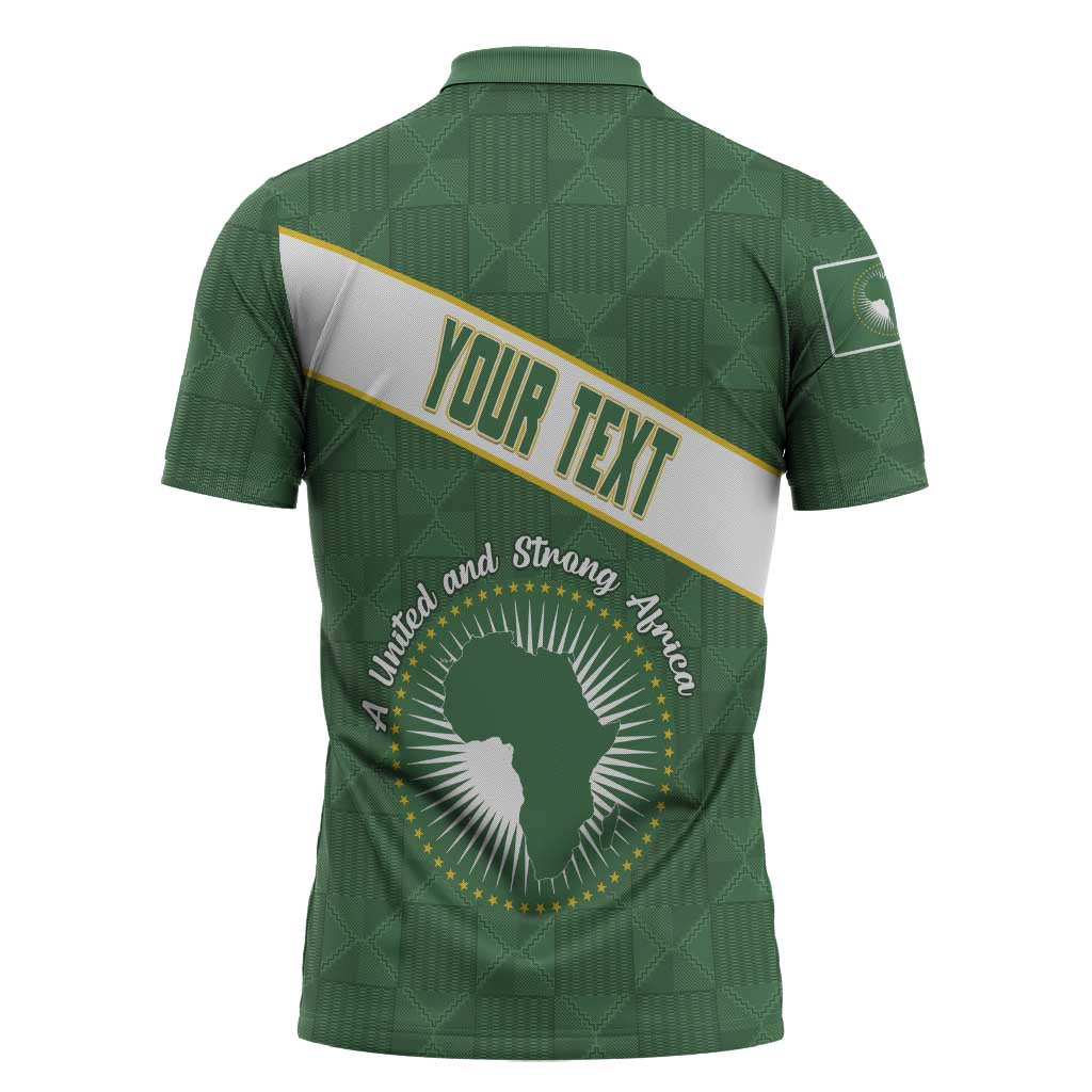 Personalized African Union Day Zipper Polo Shirt Emblem With Kente Pattern - Wonder Print Shop