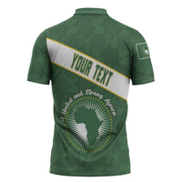Personalized African Union Day Zipper Polo Shirt Emblem With Kente Pattern - Wonder Print Shop