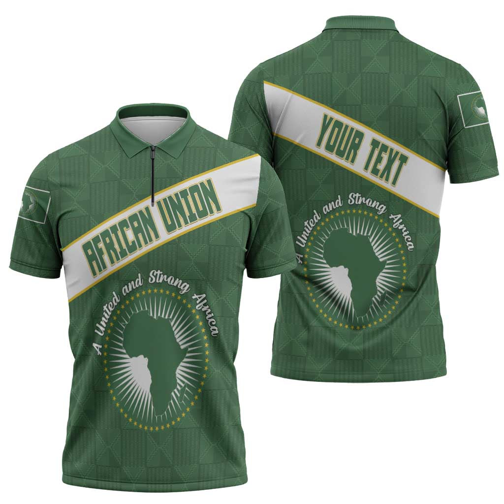 Personalized African Union Day Zipper Polo Shirt Emblem With Kente Pattern - Wonder Print Shop