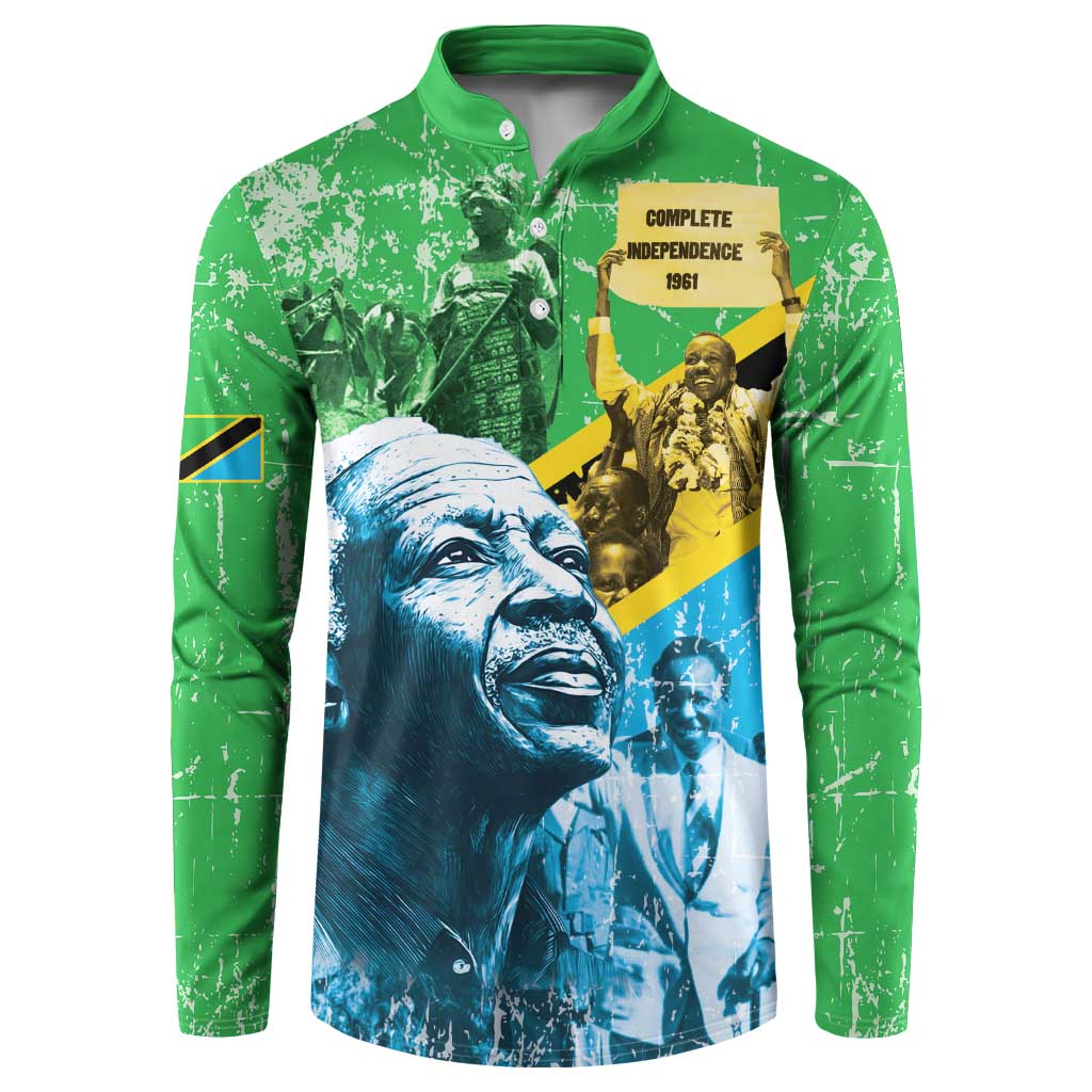 Happy Tanzania Nyerere Day Button Sweatshirt One Nation - One People - Wonder Print Shop