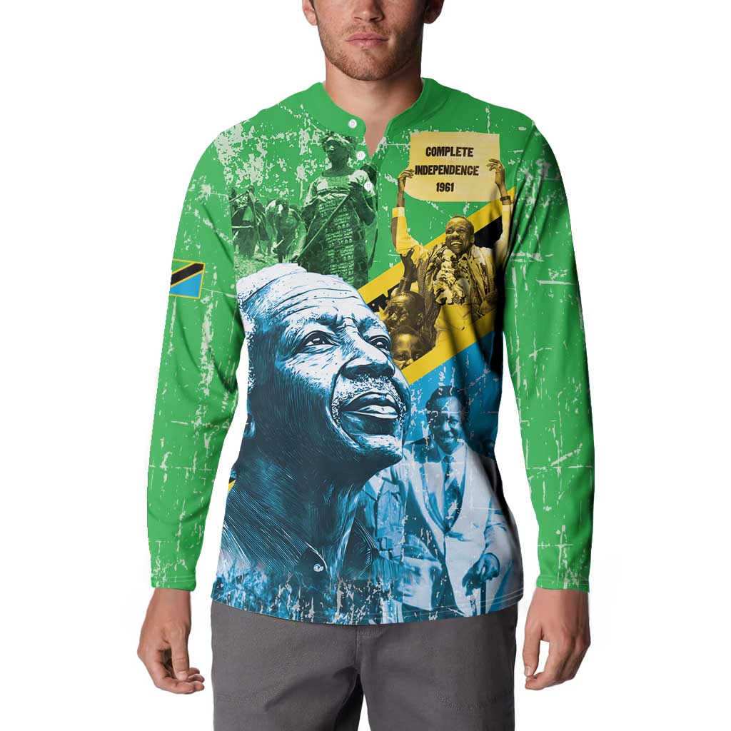 Happy Tanzania Nyerere Day Button Sweatshirt One Nation - One People - Wonder Print Shop