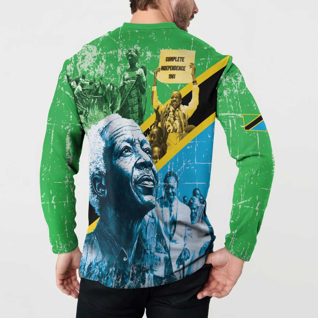 Happy Tanzania Nyerere Day Button Sweatshirt One Nation - One People - Wonder Print Shop