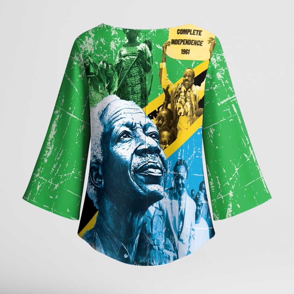Happy Tanzania Nyerere Day Kimono Sleeve Blouse One Nation - One People - Wonder Print Shop
