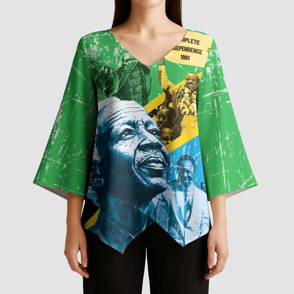 Happy Tanzania Nyerere Day Kimono Sleeve Blouse One Nation - One People - Wonder Print Shop