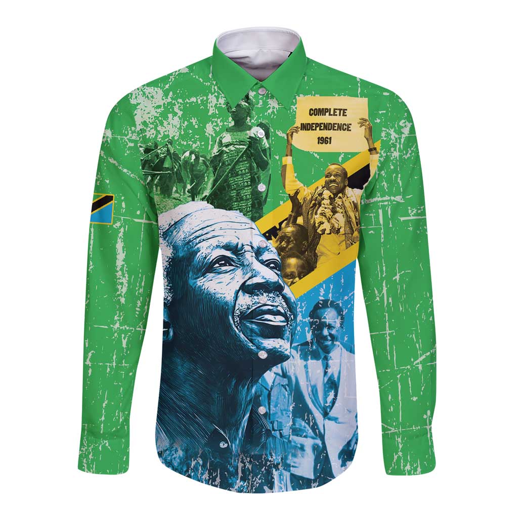 Happy Tanzania Nyerere Day Long Sleeve Button Shirt One Nation - One People - Wonder Print Shop