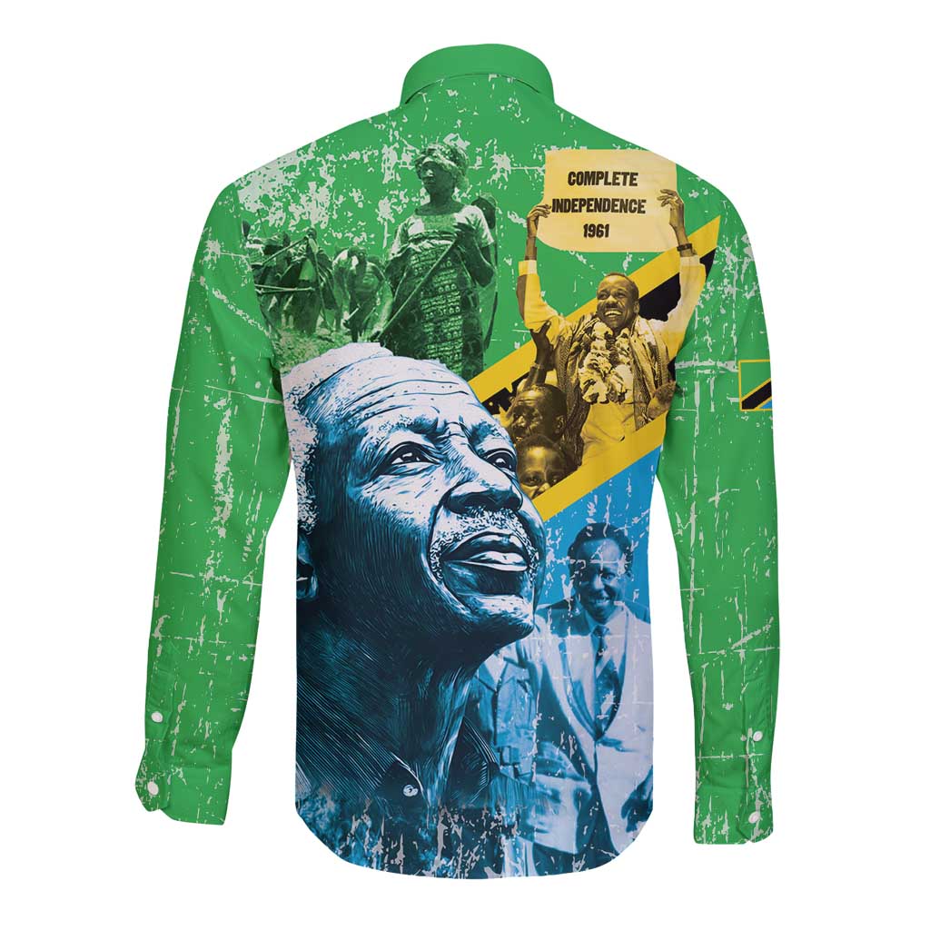 Happy Tanzania Nyerere Day Long Sleeve Button Shirt One Nation - One People - Wonder Print Shop