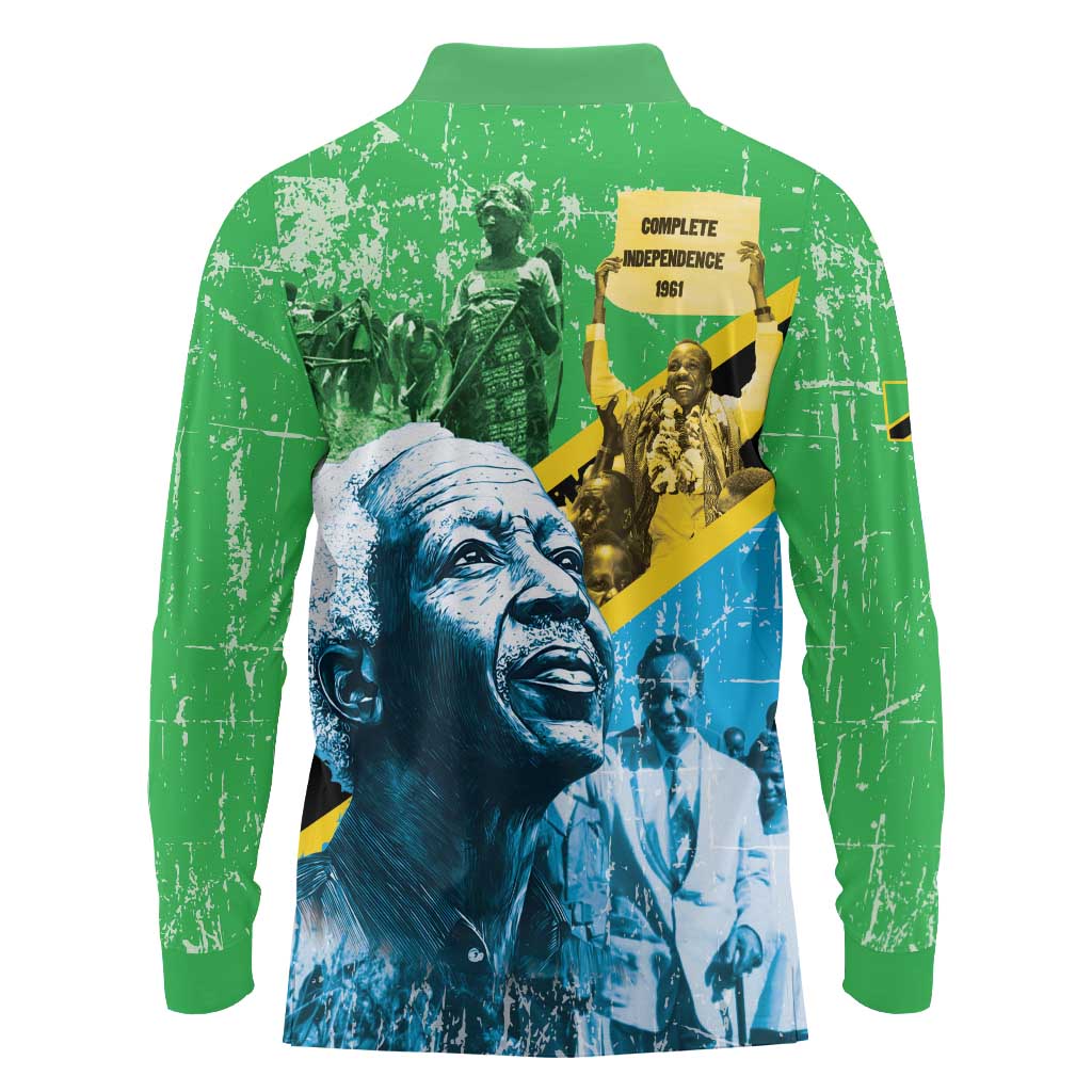 Happy Tanzania Nyerere Day Long Sleeve Polo Shirt One Nation - One People - Wonder Print Shop