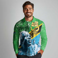 Happy Tanzania Nyerere Day Long Sleeve Polo Shirt One Nation - One People - Wonder Print Shop