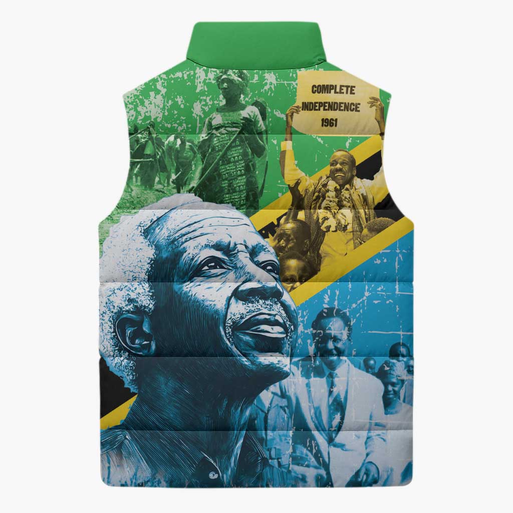 Happy Tanzania Nyerere Day Sleeveless Puffer Jacket One Nation - One People - Wonder Print Shop