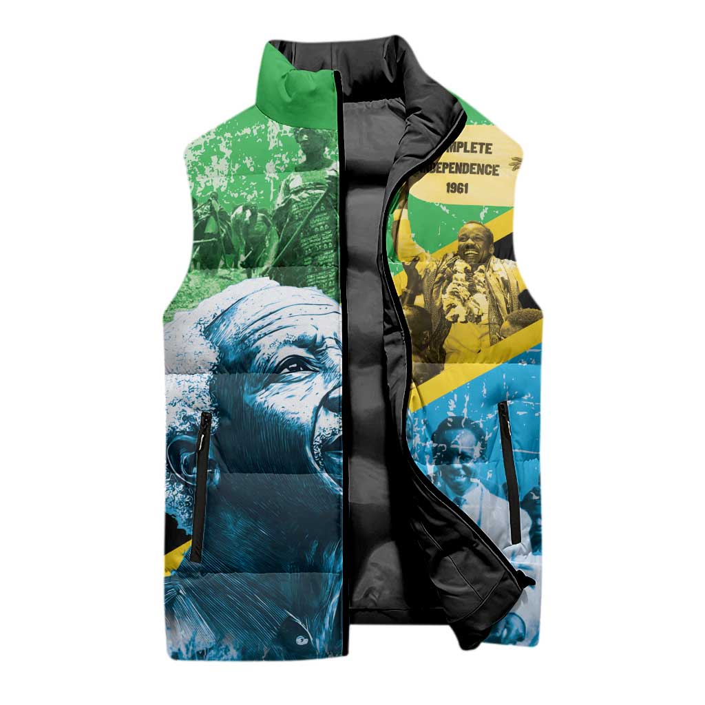 Happy Tanzania Nyerere Day Sleeveless Puffer Jacket One Nation - One People - Wonder Print Shop