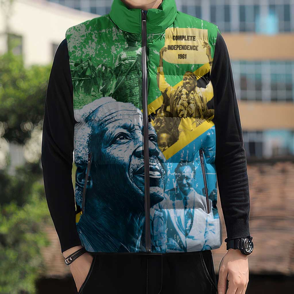 Happy Tanzania Nyerere Day Sleeveless Puffer Jacket One Nation - One People - Wonder Print Shop