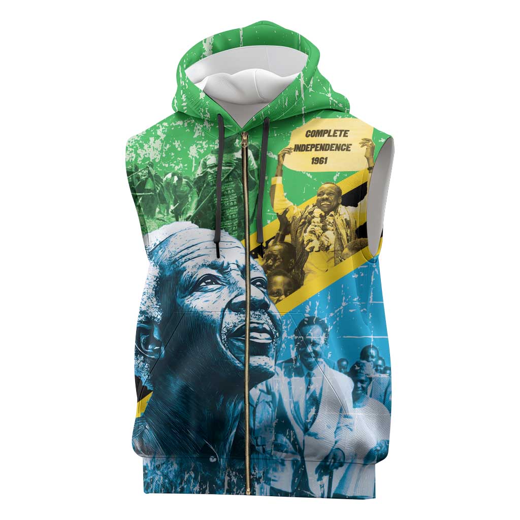 Happy Tanzania Nyerere Day Sleeveless Zip Hoodie One Nation - One People - Wonder Print Shop