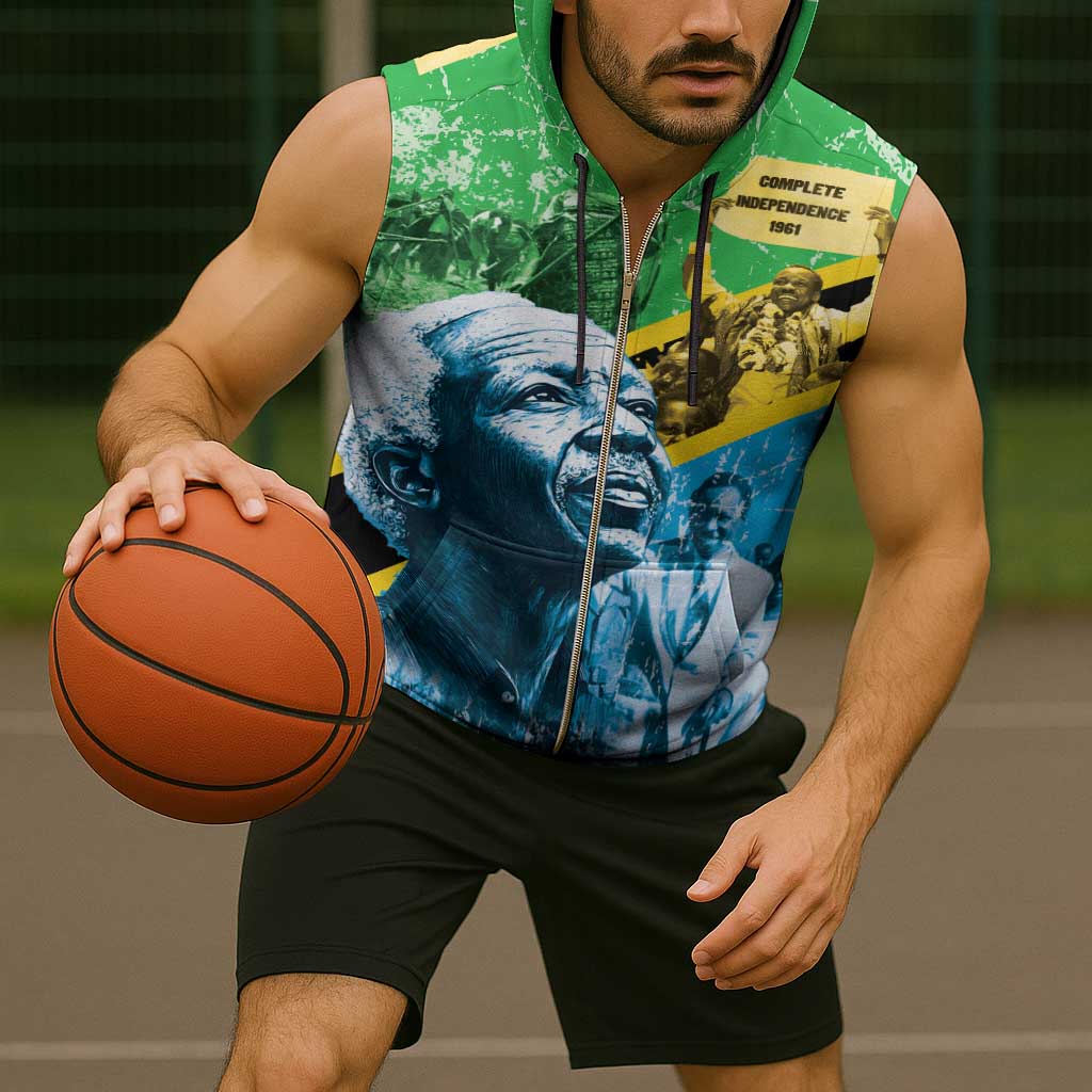 Happy Tanzania Nyerere Day Sleeveless Zip Hoodie One Nation - One People - Wonder Print Shop