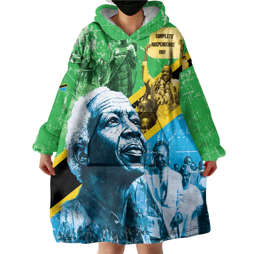 Happy Tanzania Nyerere Day Wearable Blanket Hoodie One Nation - One People - Wonder Print Shop