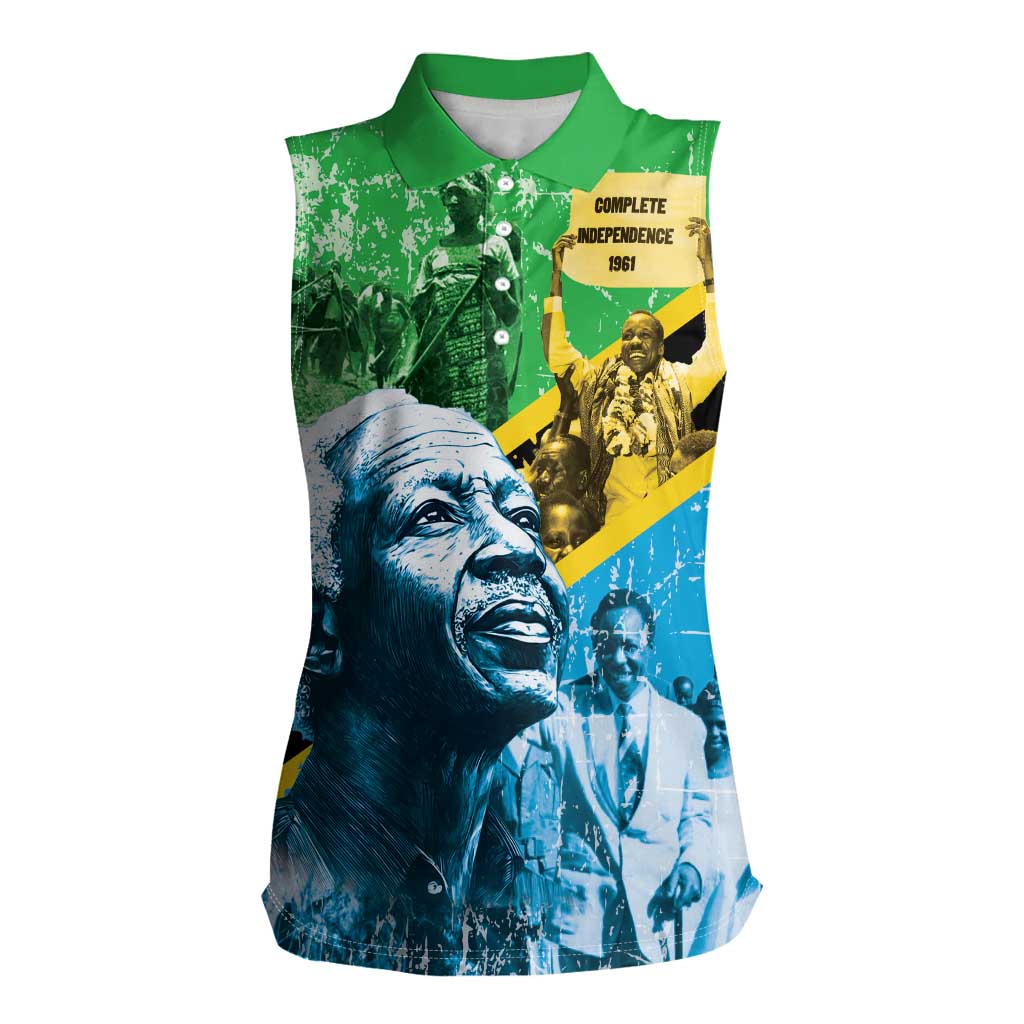 Happy Tanzania Nyerere Day Women Sleeveless Polo Shirt One Nation - One People - Wonder Print Shop