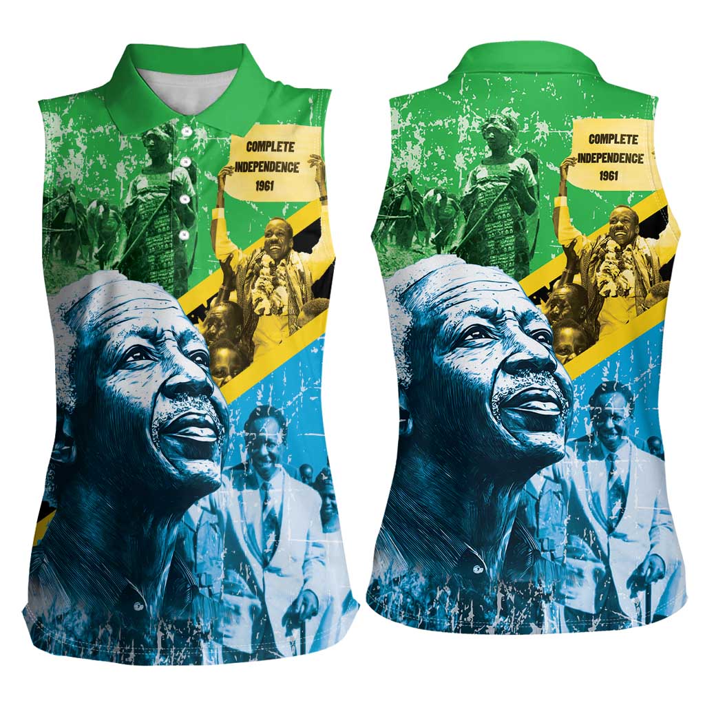Happy Tanzania Nyerere Day Women Sleeveless Polo Shirt One Nation - One People - Wonder Print Shop